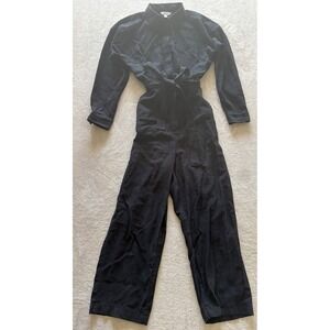 Nine West Women's Large Jumpsuit Wide Leg Belted Long Sleeve Black